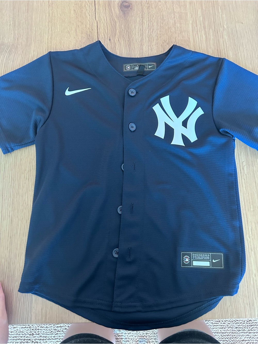 Nike Kids Navy Blue Button-Up Yankees Baseball Jersey